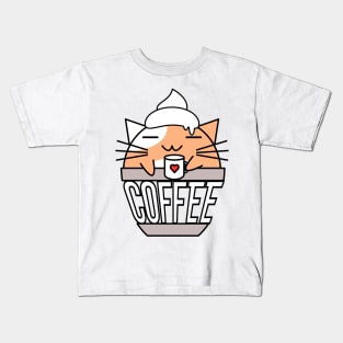 Meowcha in cup orange Kids T-Shirt